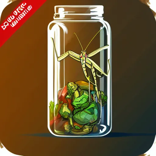 icon of a praying mantis in a jar, artstation, rpg, | Stable Diffusion