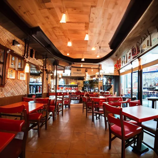 Prompt: the interior of a 5 star pizza restaurant, 1 5 mm lens, photograph, realisitc