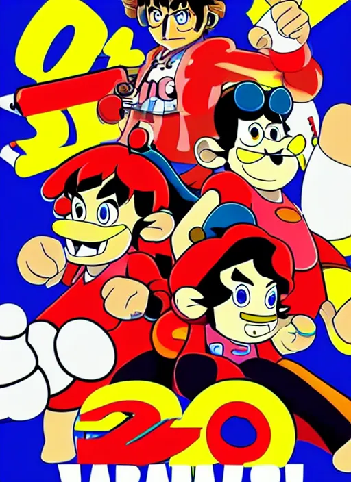 Prompt: 2016 feature film poster of WarioWare cinematic universe, cel shaded CGI characters by Illumination