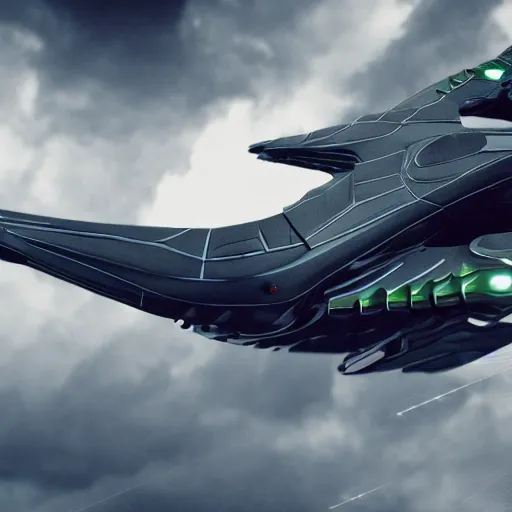 Image similar to flying falcon with cybernetic aerodynamic parts, close shot, storm sky, cinematic, render, digital art