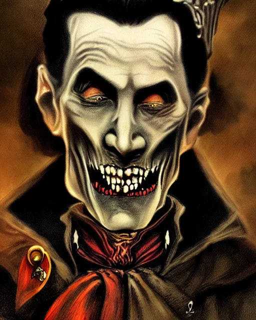 Image similar to dracula, character portrait, close up, concept art, intricate details, highly detailed in the style of otto dix apocalypse