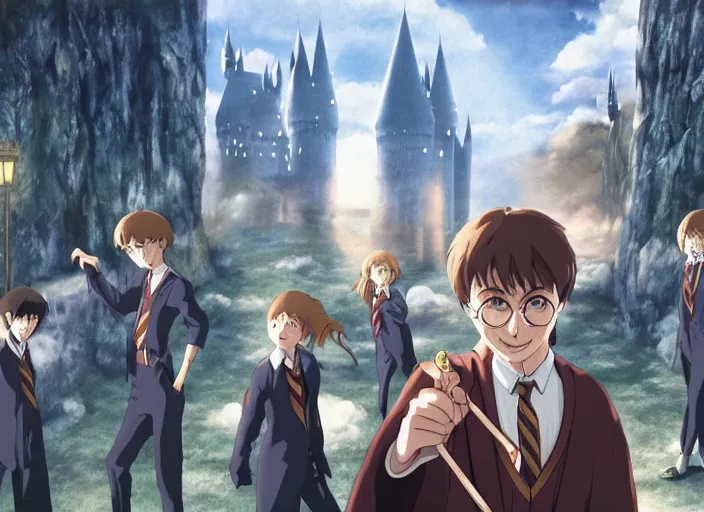 Prompt: film still of Harry Potter and the Chamber of Secrets Artwork by Dice Tsutsumi, Makoto Shinkai, Studio Ghibli, Cinematic composition
