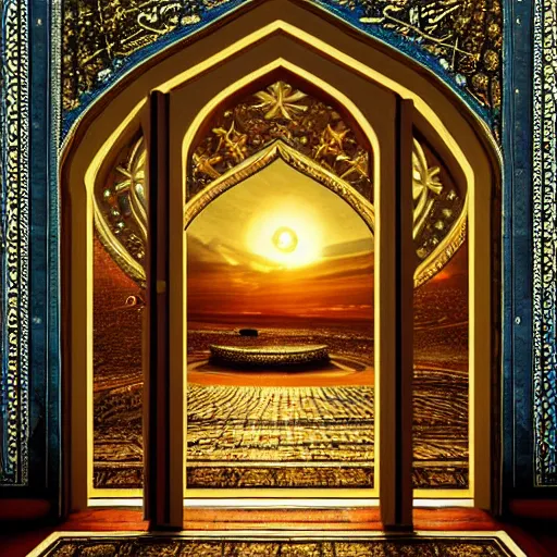 Image similar to stunning image of the pray: O Allah! Open the perfect door to me by concept art,religious, awarded, accepted, epic,ultimate,fantastic, fully detailed, sharp focus, digitally enhanced, 8K HD Resolution, High quality image