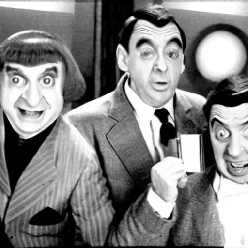 Prompt: Mr. Bean meets The Three Stooges