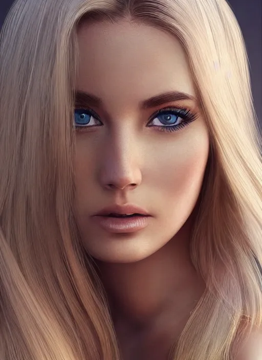 Image similar to a gorgeous blonde girl portrait, professionally retouched, full body shot, smooth face, perfect eyes, wide angle, sharp focus on eyes, 8 k high definition, insanely detailed, intricate, elegant, art by artgerm