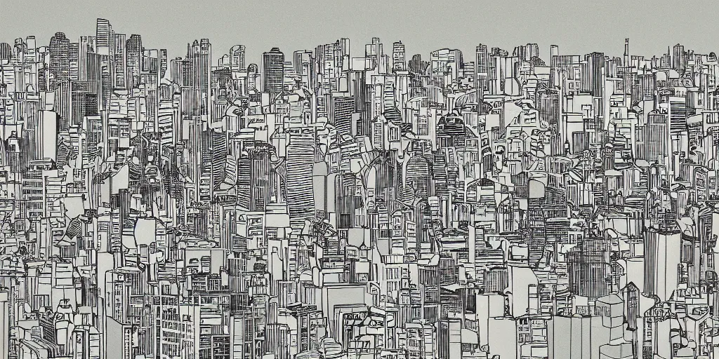 Prompt: City scape in the style of Hiromasa Ogura