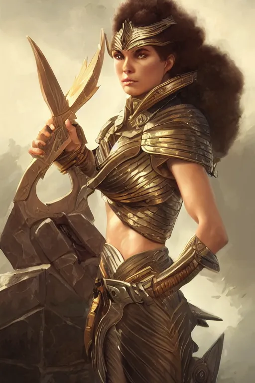 Image similar to amazon valkyrie athena, d & d, fantasy, portrait, highly detailed, headshot, digital painting, trending on artstation, concept art, sharp focus, illustration, art by artgerm and greg rutkowski and magali villeneuve