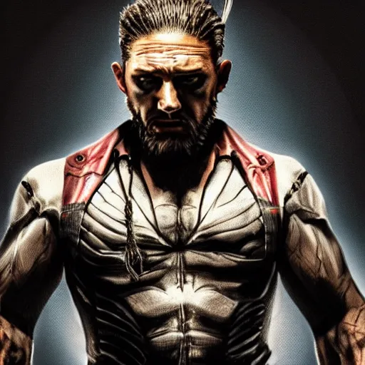 Image similar to Tom Hardy in wolverine Suit 4K quality Photorealism