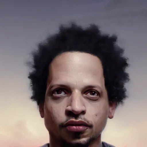 Image similar to closeup portrait of eric andre, dramatic light, gorgeous view, depth, high detail, digital art, painted by greg rutkowski and seb mckinnon, by tim burton, trending on artstation