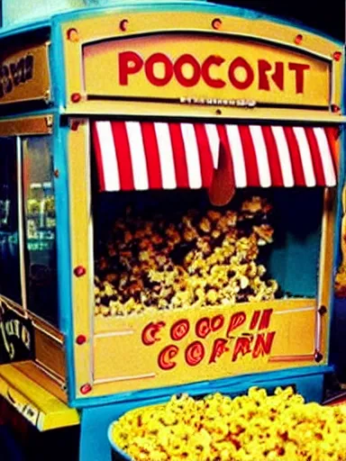 Image similar to “ iggy pop is selling popcorn at the popcorn booth in the street, movie screenshot, cinematic, epic, dramatic ”