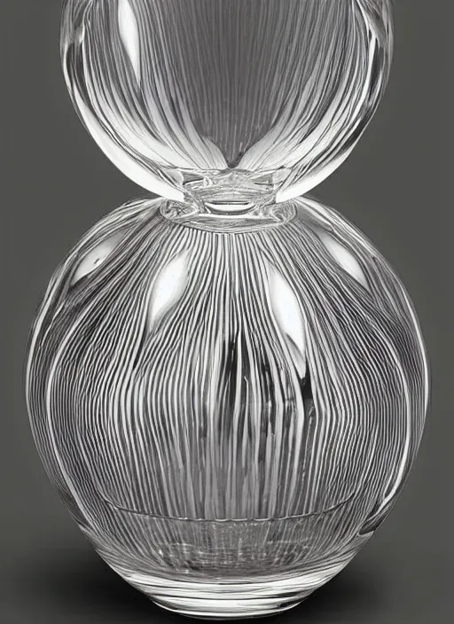 Prompt: Vase in the shape of impossible geometry by Escher, designed by Rene Lalique
