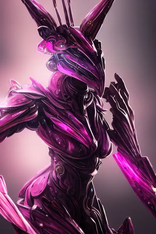 Image similar to bust shot, hyperdetailed realistic elegant beautiful stunning giant robot mecha hot female goddess dragon, sharp spines, sharp metal ears, smooth purple eyes, smooth fuschia skin, smooth silver armor, nebula size, space, epic proportions, epic scale, macro giantess, warframe, destiny, furry, dragon art, goddess art, giantess art, furaffinity, octane