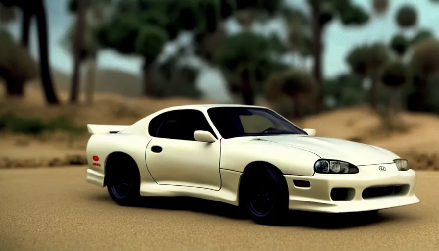 Image similar to The Fast and the Furious, 2001, Toyota Supra, 1994, 1995, 1996, 1997, 1998, mk4, a80, Hot Wheels, cinematic, 8k, depth of field, bokeh. brian spilner, paul walker, dominic toretto, wide body kit, rocketbunny