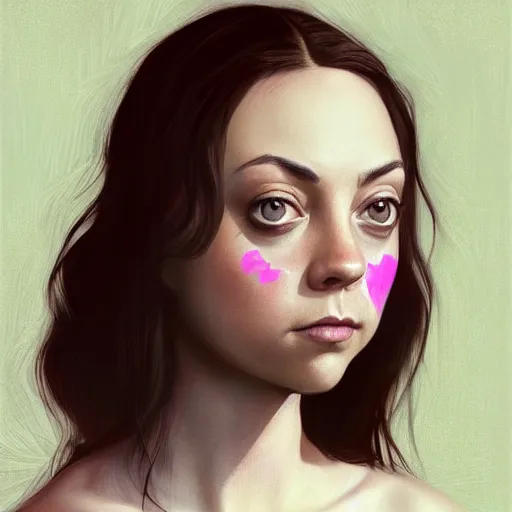 Prompt: pink petals with a a bored aubrey plaza and christina ricci mixed with mona lisa, intricate, elegant, highly detailed, wonderful eyes, sweet, digital painting, artstation, concept art, smooth, sharp focus, illustration, art by artgerm and greg rutkowski and concept art, rectilinear vaporwave