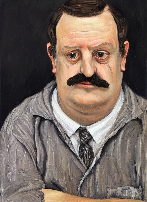 Prompt: Real life Bob Belcher, painted by Lucian Freud, highly detailed, 8k