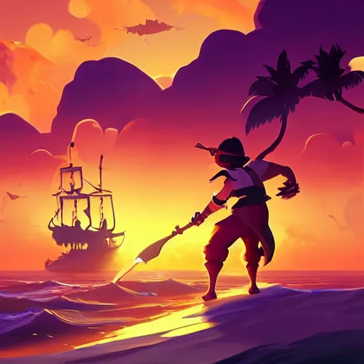 Image similar to painting treasure on sea of thieves game smooth median photoshop filter cutout vector, behance hd by jesper ejsing, by rhads, makoto shinkai and lois van baarle, ilya kuvshinov, rossdraws global illumination