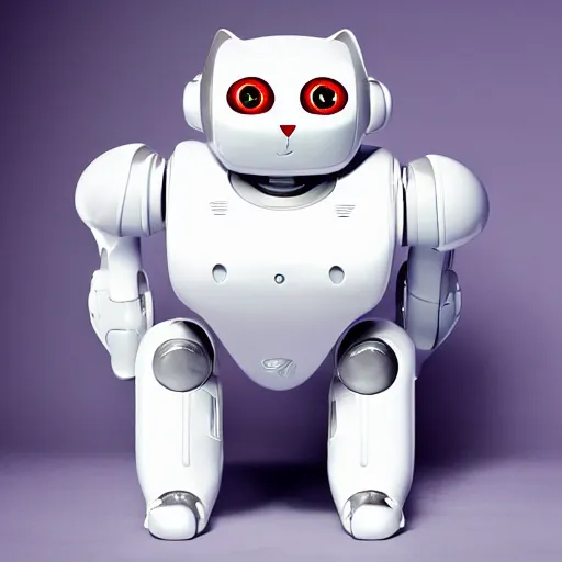 Prompt: white robot cat designed by apple