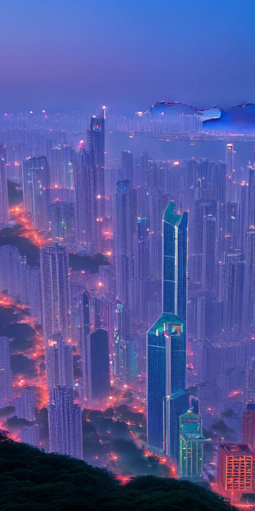 Image similar to Shenzhen skyline at dusk by Hiroshi Nagai, 8k