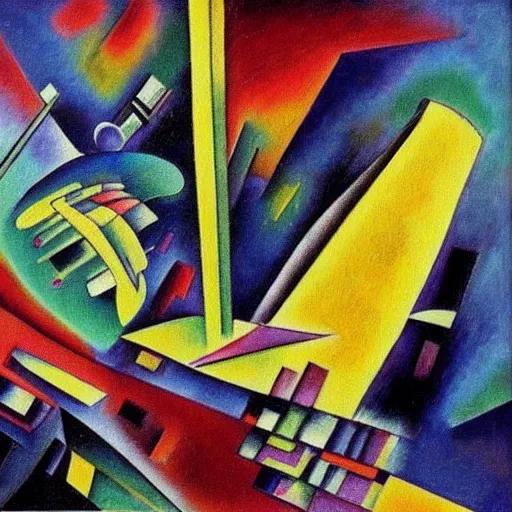 Prompt: A very detailed oil painting of a huge spaceship by Kandinsky