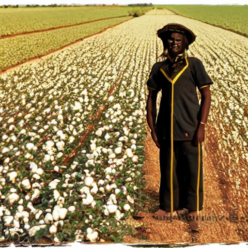 Prompt: Zwarte Piet working in the cotton fields of Missouri