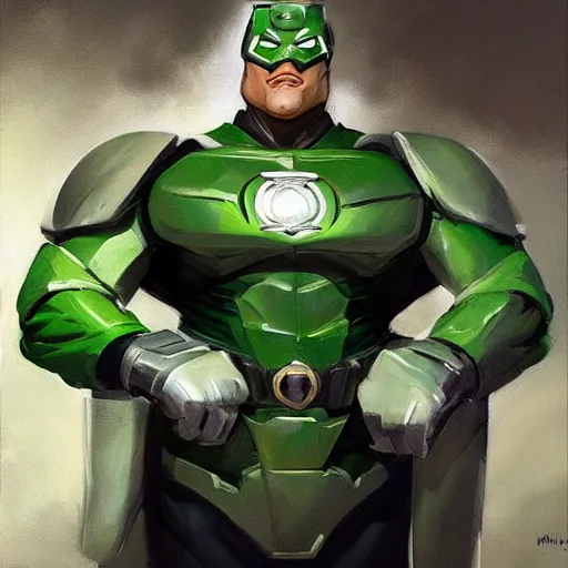 Image similar to greg manchess portrait painting of armored green lantern as overwatch character, medium shot, asymmetrical, profile picture, organic painting, sunny day, matte painting, bold shapes, hard edges, street art, trending on artstation, by huang guangjian and gil elvgren and sachin teng