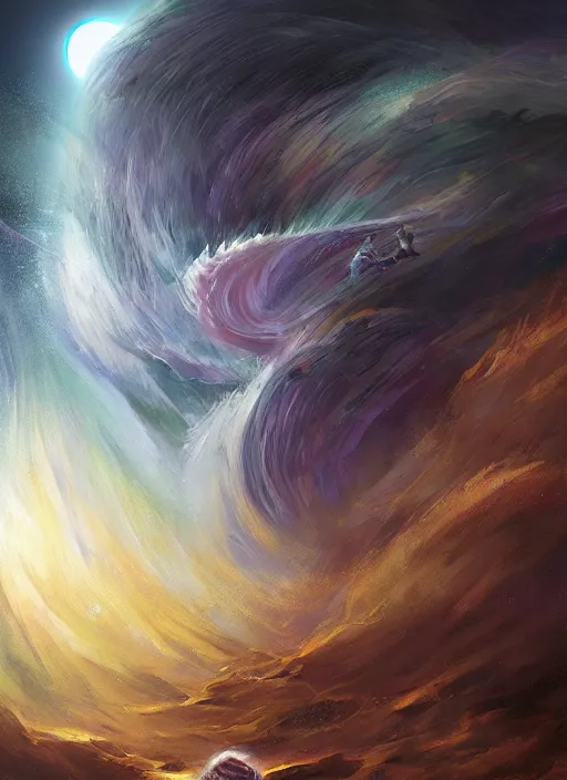 Prompt: wave god in the realms of space by rafael grassetti