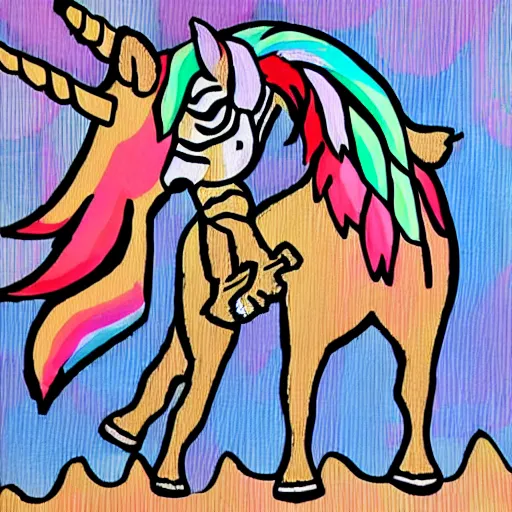 Prompt: a unicorn dancing with a zebra