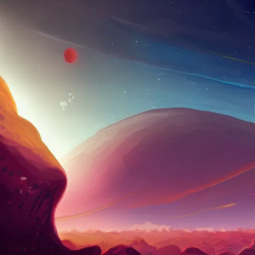 Prompt: No Man's Sky, planet landscape, height quality digital painting