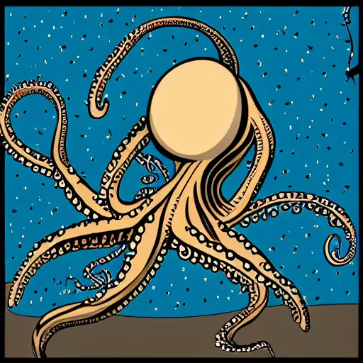 Image similar to illustration of an octopus drummer