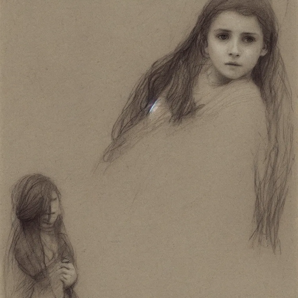 Prompt: a lonely girl by ilya repin. pencil sketch.