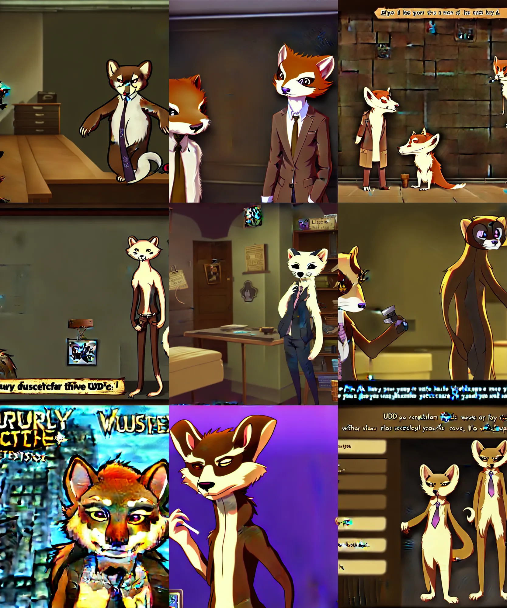 Image similar to furry - weasel - detective - fursona uhd ue 5 visual novel pc game screenshot