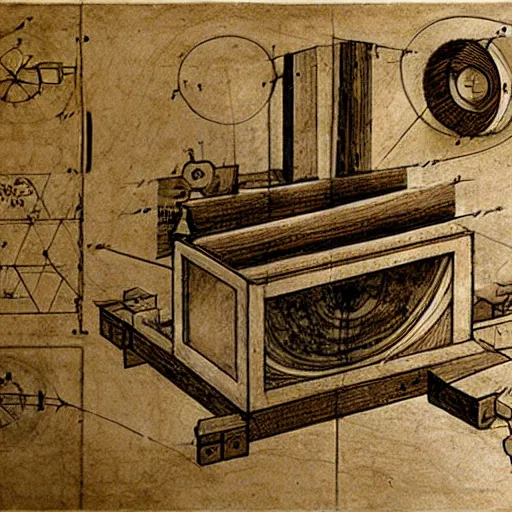 Prompt: technical drawing of a time machine from Leonardo da Vinci