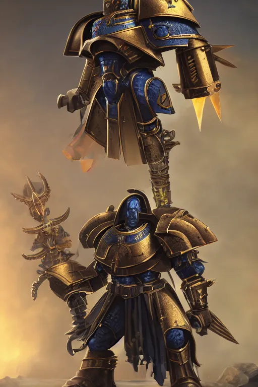 Image similar to armor portrait heros warhammer 4 0 k horus heresy fanart - the primarchs emperor by johannes helgeson animated with vfx concept artist & illustrator global illumination ray tracing hdr fanart arstation zbrush central hardmesh 8 k octane renderer comics stylized