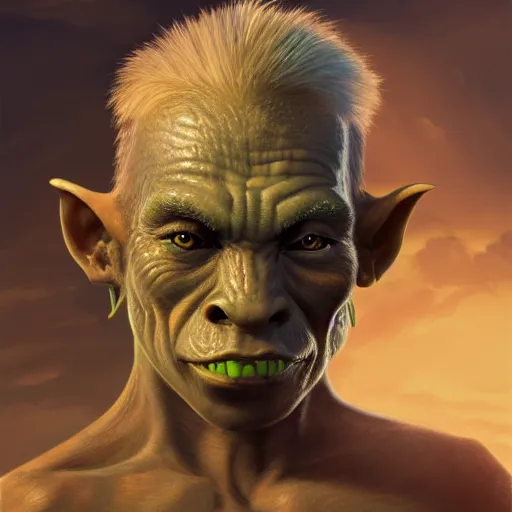 Image similar to a detailed portrait of a child orc boy, fantasy art illustration, incredibly highly detailed and realistic, 8 k, sharp focus