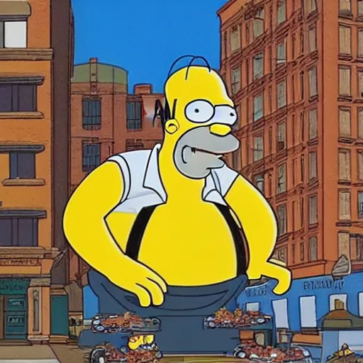 Image similar to giant homer simpson destroying springfield buildings