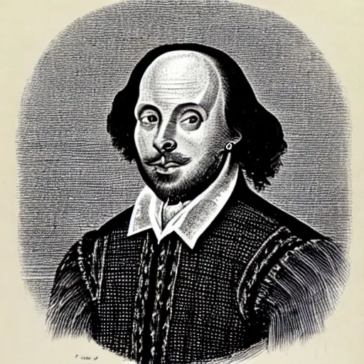 Image similar to William Shakespeare, engraving, 19 century