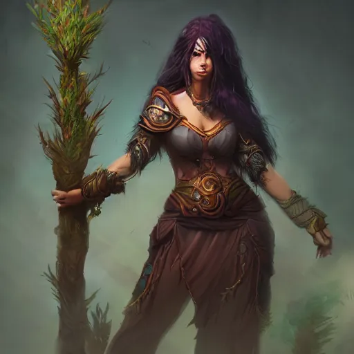Image similar to a female druid character, concept art, high resolution and detail, photorealistic, cinematic, amazing, inspiring, attractive, full body in frame