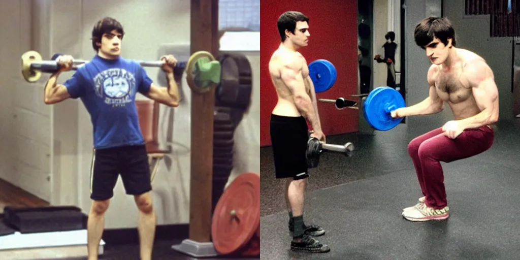 Prompt: Walter Jr. pumping iron