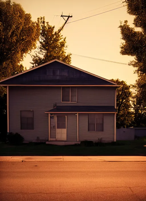 Image similar to a detailed photographic render of a 1 9 5 0 s american suburb at sunset by todd hido, photoreal, 4 k