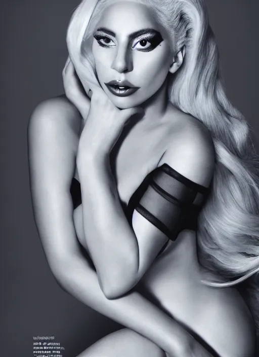 Image similar to lady gaga photoshoot inspired by intel, technology , magazine, Highly realistic. High resolution. Highly detailed. Dramatic. 8k.4k.