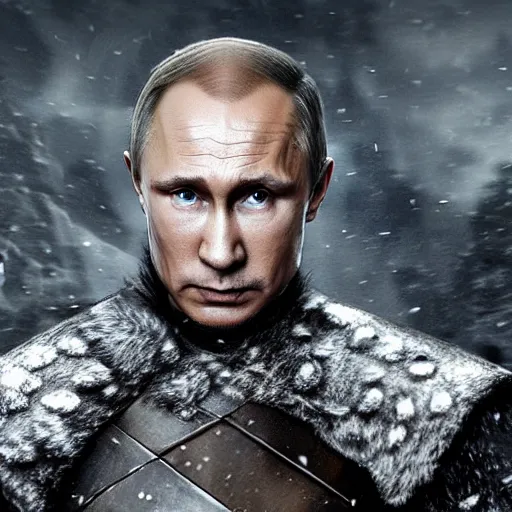 Image similar to Photo of Vladimir Putin as King of the Dragons from Game of Thrones, photorealism,