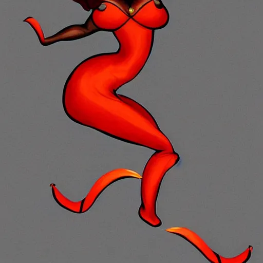 Image similar to curvaceous chilli pepper woman dancing in the style of chris sanders