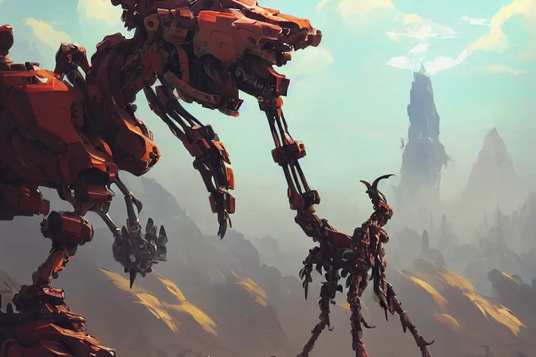 Image similar to longleg machine mecha animal beast robot of horizon forbidden west horizon zero dawn bioluminiscence, behance hd by jesper ejsing, by rhads, makoto shinkai and lois van baarle, ilya kuvshinov, rossdraws global illumination