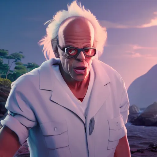 Image similar to doc brown!!!! as arielle the mermaid, studio ghibli, pixar and disney animation, sharp, rendered in unreal engine 5, anime key art by greg rutkowski, bloom, dramatic lighting