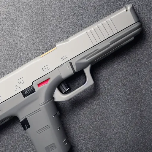 Image similar to Octane render of a Glock 18 against a white background, 4k, ultra HD