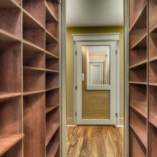 Prompt: a real estate home interior photo. a closet with a portal to another reality in it.