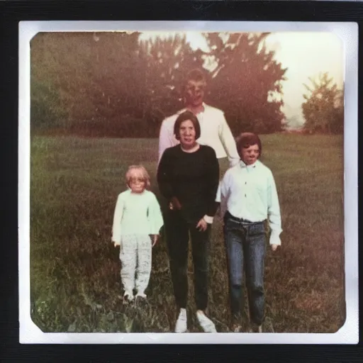 Prompt: polaroid photo homemade photo of a family in the morning, august 1968, color photo, award winning