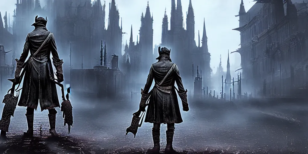 Prompt: bloodborne city street 8 k