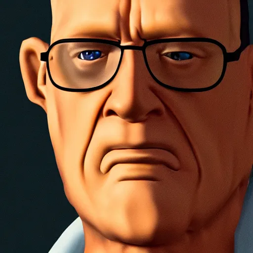 Image similar to Close-up portrait of Hank Hill, photorealistic