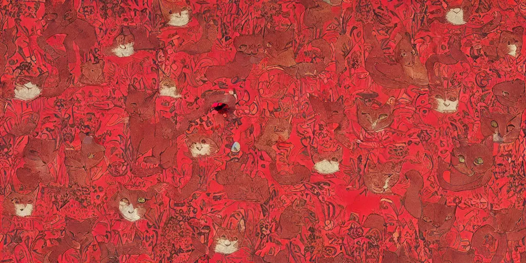 Image similar to tapestry red cat